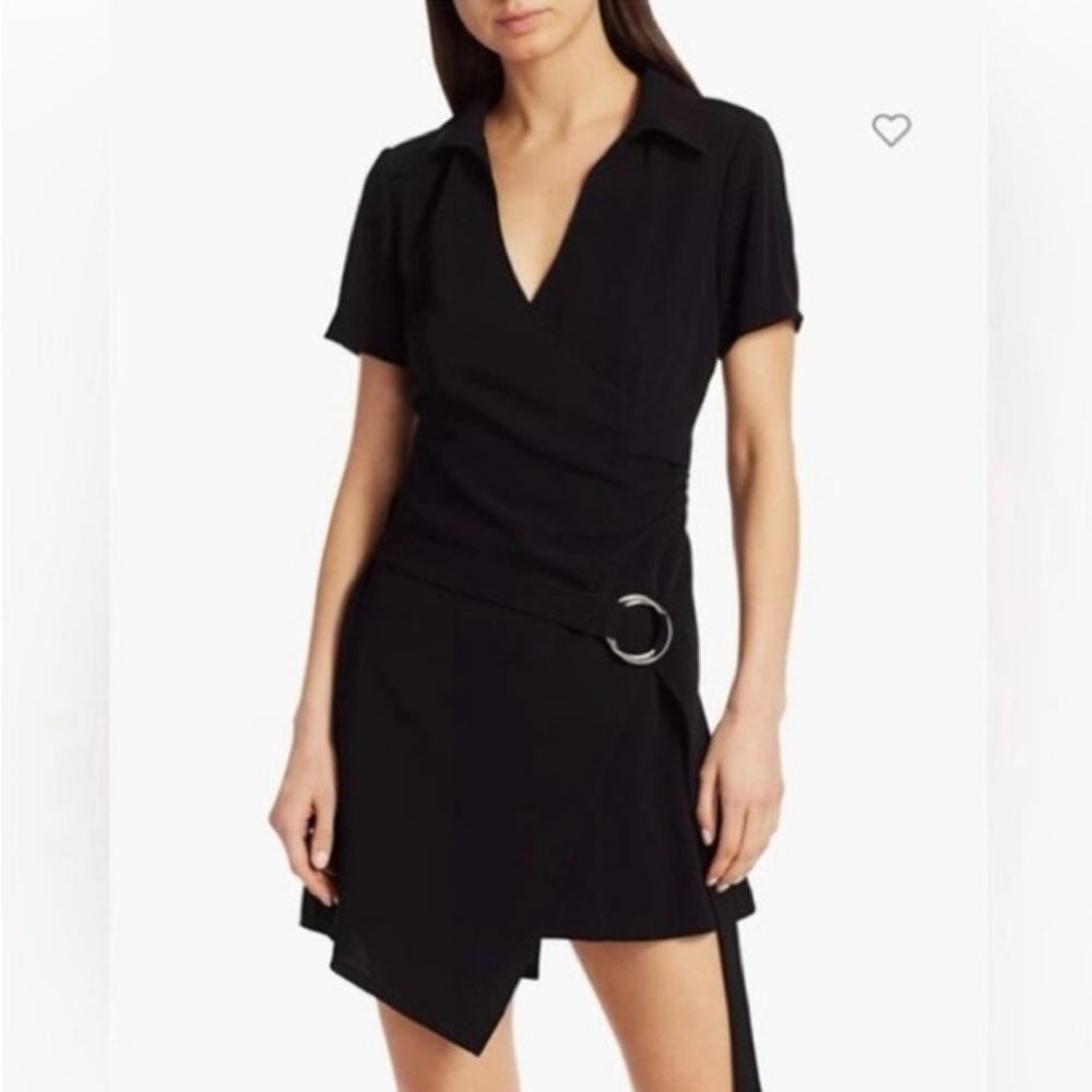 NWT Cinq à Sept Lee Asymmetrical Faux Wrap Black Mini Dress 2